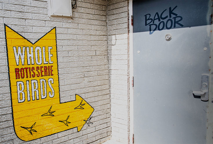Back alley access to backdoor chicken